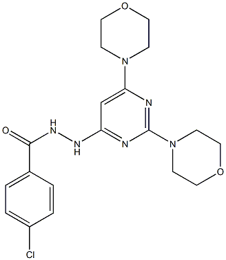 4-chloro-N'-[2,6-di(4-morpholinyl)-4-pyrimidinyl]benzohydrazide Struktur