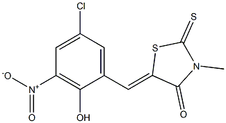 5-{5-chloro-2-hydroxy-3-nitrobenzylidene}-3-methyl-2-thioxo-1,3-thiazolidin-4-one Struktur