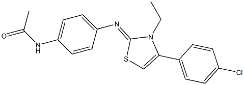 N-{4-[(4-(4-chlorophenyl)-3-ethyl-1,3-thiazol-2(3H)-ylidene)amino]phenyl}acetamide Struktur