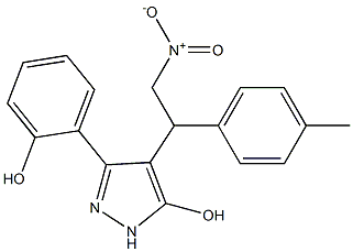 4-[2-nitro-1-(4-methylphenyl)ethyl]-3-(2-hydroxyphenyl)-1H-pyrazol-5-ol Struktur