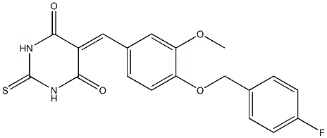 5-{4-[(4-fluorobenzyl)oxy]-3-methoxybenzylidene}-2-thioxodihydro-4,6(1H,5H)-pyrimidinedione Struktur