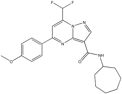 N-cycloheptyl-7-(difluoromethyl)-5-(4-methoxyphenyl)pyrazolo[1,5-a]pyrimidine-3-carboxamide Struktur