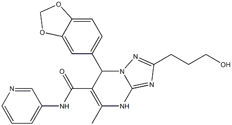 7-(1,3-benzodioxol-5-yl)-2-(3-hydroxypropyl)-5-methyl-N-(3-pyridinyl)-4,7-dihydro[1,2,4]triazolo[1,5-a]pyrimidine-6-carboxamide Struktur