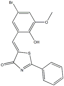 5-(5-bromo-2-hydroxy-3-methoxybenzylidene)-2-phenyl-1,3-thiazol-4(5H)-one Struktur