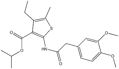 isopropyl 2-{[(3,4-dimethoxyphenyl)acetyl]amino}-4-ethyl-5-methyl-3-thiophenecarboxylate Struktur