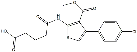 5-{[4-(4-chlorophenyl)-3-(methoxycarbonyl)-2-thienyl]amino}-5-oxopentanoic acid Struktur