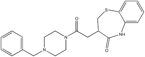 3-[2-(4-benzyl-1-piperazinyl)-2-oxoethyl]-2,3-dihydro-1,5-benzothiazepin-4(5H)-one Struktur