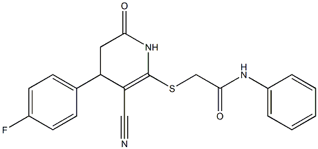 2-{[3-cyano-4-(4-fluorophenyl)-6-oxo-1,4,5,6-tetrahydro-2-pyridinyl]sulfanyl}-N-phenylacetamide Struktur