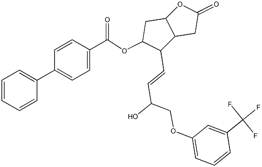 4-{3-hydroxy-4-[3-(trifluoromethyl)phenoxy]-1-butenyl}-2-oxohexahydro-2H-cyclopenta[b]furan-5-yl [1,1'-biphenyl]-4-carboxylate Struktur