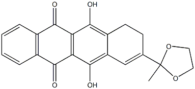 6,11-dihydroxy-9-(2-methyl-1,3-dioxolan-2-yl)-7,8-dihydro-5,12-naphthacenedione Struktur