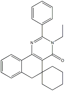 3-ethyl-2-phenyl-5,6-dihydrospiro(benzo[h]quinazoline-5,1'-cyclohexane)-4(3H)-one Struktur