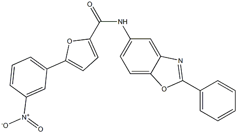 5-{3-nitrophenyl}-N-(2-phenyl-1,3-benzoxazol-5-yl)furan-2-carboxamide Struktur