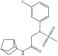 N-bicyclo[2.2.1]hept-2-yl-2-[3-fluoro(methylsulfonyl)anilino]acetamide Struktur