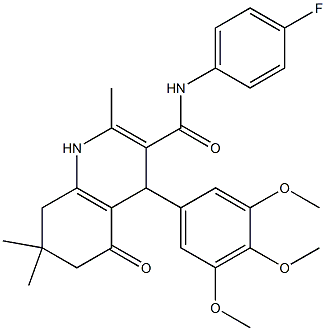 N-(4-fluorophenyl)-2,7,7-trimethyl-5-oxo-4-(3,4,5-trimethoxyphenyl)-1,4,5,6,7,8-hexahydro-3-quinolinecarboxamide Struktur