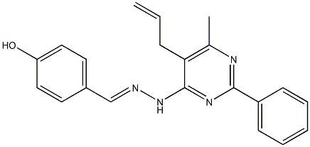 4-hydroxybenzaldehyde (5-allyl-6-methyl-2-phenyl-4-pyrimidinyl)hydrazone Struktur