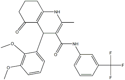 4-(2,3-dimethoxyphenyl)-2-methyl-5-oxo-N-[3-(trifluoromethyl)phenyl]-1,4,5,6,7,8-hexahydro-3-quinolinecarboxamide Struktur