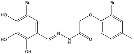 2-(2-bromo-4-methylphenoxy)-N'-(5-bromo-2,3,4-trihydroxybenzylidene)acetohydrazide Struktur