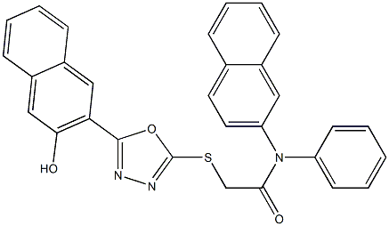 2-{[5-(3-hydroxy-2-naphthyl)-1,3,4-oxadiazol-2-yl]sulfanyl}-N-(2-naphthyl)-N-phenylacetamide Struktur