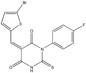 5-[(5-bromo-2-thienyl)methylene]-1-(4-fluorophenyl)-2-thioxodihydro-4,6(1H,5H)-pyrimidinedione Struktur