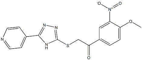 1-{3-nitro-4-methoxyphenyl}-2-{[5-(4-pyridinyl)-4H-1,2,4-triazol-3-yl]sulfanyl}ethanone Struktur