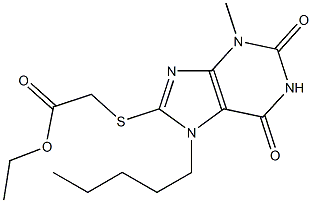 ethyl [(3-methyl-2,6-dioxo-7-pentyl-2,3,6,7-tetrahydro-1H-purin-8-yl)sulfanyl]acetate Struktur