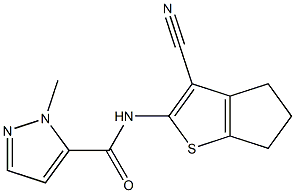 N-(3-cyano-5,6-dihydro-4H-cyclopenta[b]thien-2-yl)-1-methyl-1H-pyrazole-5-carboxamide Struktur