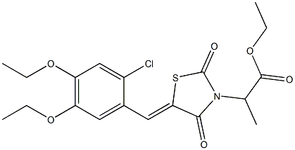 ethyl 2-[5-(2-chloro-4,5-diethoxybenzylidene)-2,4-dioxo-1,3-thiazolidin-3-yl]propanoate Struktur