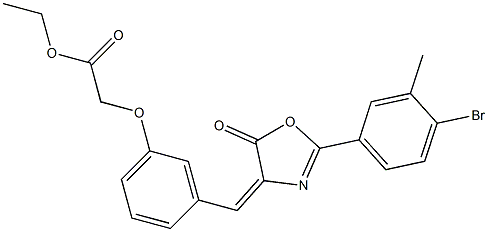 ethyl {3-[(2-(4-bromo-3-methylphenyl)-5-oxo-1,3-oxazol-4(5H)-ylidene)methyl]phenoxy}acetate Struktur