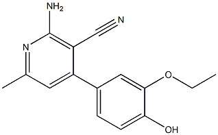 2-amino-4-(3-ethoxy-4-hydroxyphenyl)-6-methylnicotinonitrile Struktur