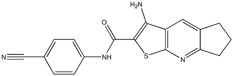 3-amino-N-(4-cyanophenyl)-6,7-dihydro-5H-cyclopenta[b]thieno[3,2-e]pyridine-2-carboxamide Struktur