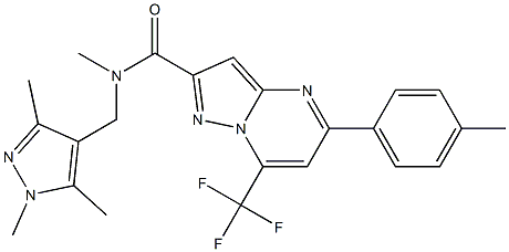 N-methyl-5-(4-methylphenyl)-7-(trifluoromethyl)-N-[(1,3,5-trimethyl-1H-pyrazol-4-yl)methyl]pyrazolo[1,5-a]pyrimidine-2-carboxamide Struktur