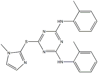 N-[4-[(1-methyl-1H-imidazol-2-yl)sulfanyl]-6-(2-toluidino)-1,3,5-triazin-2-yl]-N-(2-methylphenyl)amine Struktur