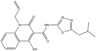 1-allyl-4-hydroxy-N-(5-isobutyl-1,3,4-thiadiazol-2-yl)-2-oxo-1,2-dihydroquinoline-3-carboxamide Struktur