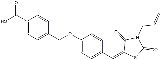 4-({4-[(3-allyl-2,4-dioxo-1,3-thiazolidin-5-ylidene)methyl]phenoxy}methyl)benzoic acid Struktur