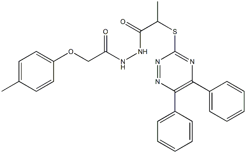 2-[(5,6-diphenyl-1,2,4-triazin-3-yl)sulfanyl]-N'-[(4-methylphenoxy)acetyl]propanohydrazide Struktur