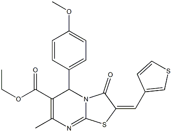 ethyl 5-(4-methoxyphenyl)-7-methyl-3-oxo-2-(3-thienylmethylene)-2,3-dihydro-5H-[1,3]thiazolo[3,2-a]pyrimidine-6-carboxylate Struktur