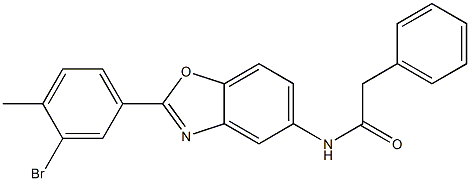 N-[2-(3-bromo-4-methylphenyl)-1,3-benzoxazol-5-yl]-2-phenylacetamide Struktur