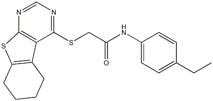 N-(4-ethylphenyl)-2-(5,6,7,8-tetrahydro[1]benzothieno[2,3-d]pyrimidin-4-ylsulfanyl)acetamide Struktur