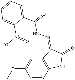 2-nitro-N'-(5-methoxy-2-oxo-1,2-dihydro-3H-indol-3-ylidene)benzohydrazide Struktur