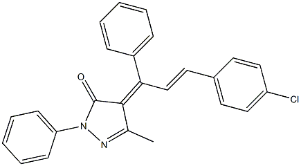 4-[3-(4-chlorophenyl)-1-phenyl-2-propenylidene]-5-methyl-2-phenyl-2,4-dihydro-3H-pyrazol-3-one Struktur