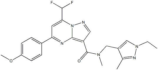 7-(difluoromethyl)-N-[(1-ethyl-3-methyl-1H-pyrazol-4-yl)methyl]-5-(4-methoxyphenyl)-N-methylpyrazolo[1,5-a]pyrimidine-3-carboxamide Struktur