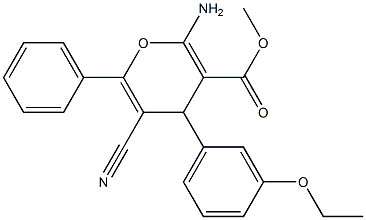 methyl 2-amino-5-cyano-4-(3-ethoxyphenyl)-6-phenyl-4H-pyran-3-carboxylate Struktur