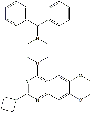 4-(4-benzhydrylpiperazin-1-yl)-2-cyclobutyl-6,7-dimethoxyquinazoline Struktur