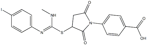 4-(3-{[[(4-iodophenyl)imino](methylamino)methyl]sulfanyl}-2,5-dioxo-1-pyrrolidinyl)benzoic acid Struktur