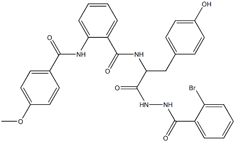 N-[2-[2-(2-bromobenzoyl)hydrazino]-1-(4-hydroxybenzyl)-2-oxoethyl]-2-[(4-methoxybenzoyl)amino]benzamide Struktur