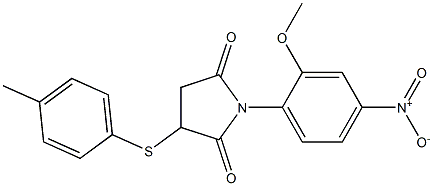 1-{4-nitro-2-methoxyphenyl}-3-[(4-methylphenyl)sulfanyl]-2,5-pyrrolidinedione Struktur