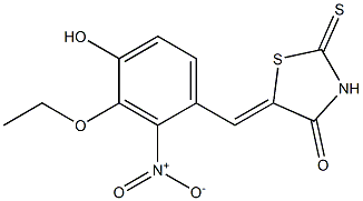 5-{3-ethoxy-4-hydroxy-2-nitrobenzylidene}-2-thioxo-1,3-thiazolidin-4-one Struktur