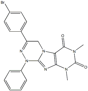 3-(4-bromophenyl)-7,9-dimethyl-1-phenyl-1,4-dihydro[1,2,4]triazino[3,4-f]purine-6,8(7H,9H)-dione Struktur