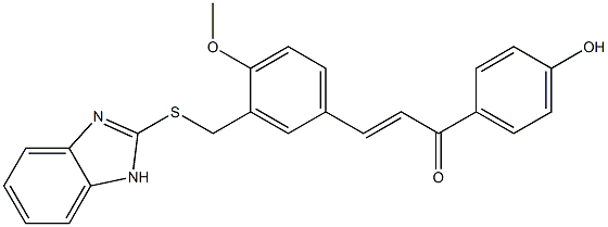 3-{3-[(1H-benzimidazol-2-ylsulfanyl)methyl]-4-methoxyphenyl}-1-(4-hydroxyphenyl)-2-propen-1-one Struktur