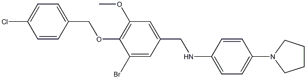 N-{3-bromo-4-[(4-chlorobenzyl)oxy]-5-methoxybenzyl}-4-pyrrolidin-1-ylaniline Struktur